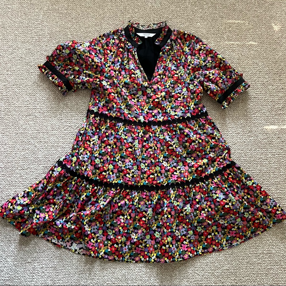 Crosby by Mollie Burch XS black floral dress